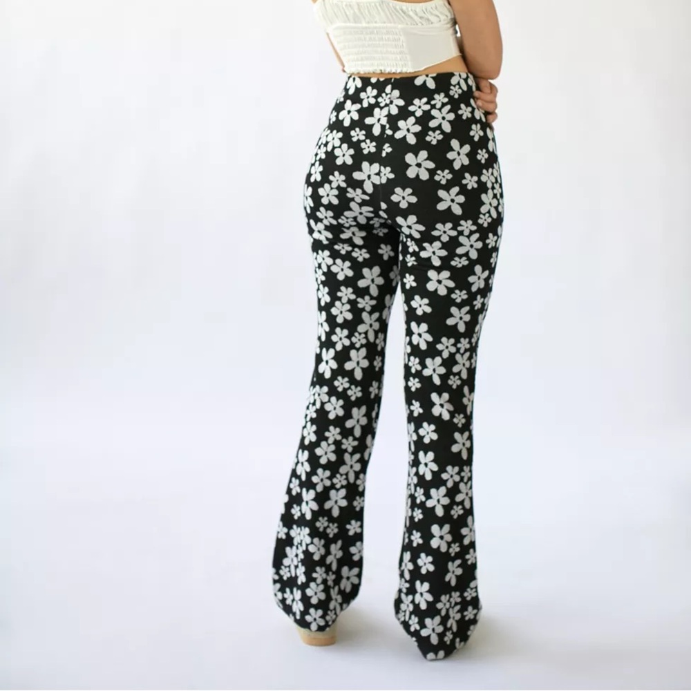 Urban Outfitters black and white floral flare